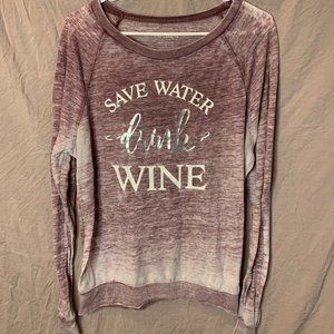 Miken Sweater, Save Water Drink Wine, Size M